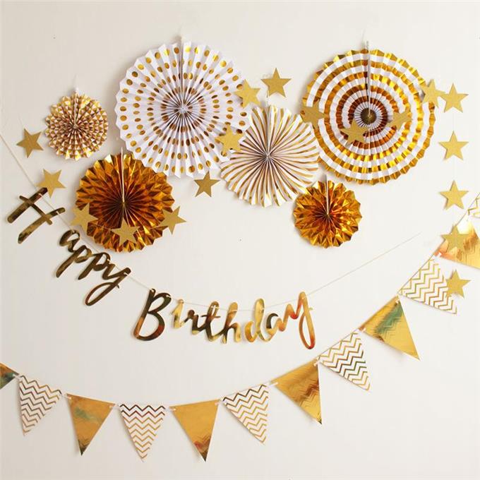 Gold Party Fan Complete Birthday Set
