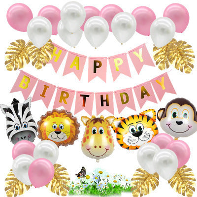 Animal Safari Pink Theme Balloon Birthday Party Décor Pack 1