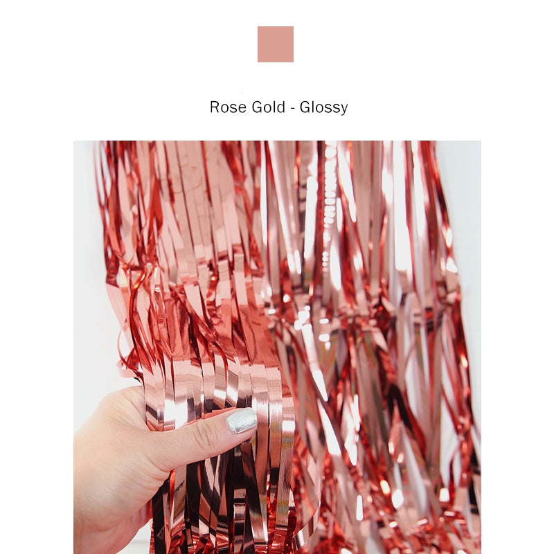 Glossy Tinsel Curtain - Rose Gold