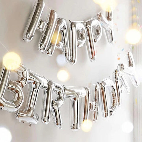 16 inch Happy Birthday Foil Balloon - Silver