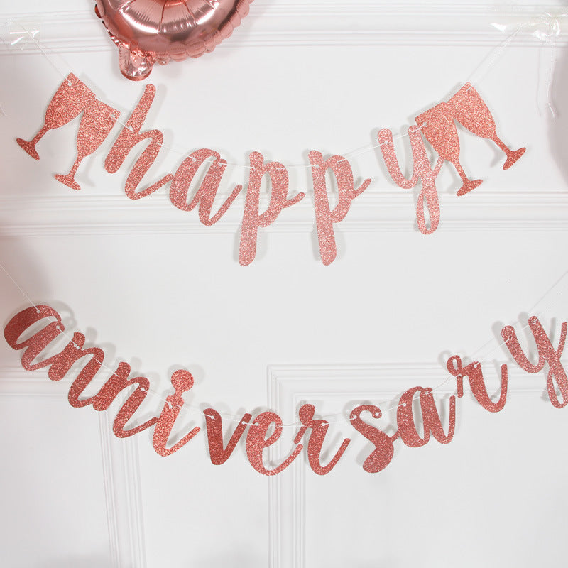 Happy Anniversary Card Banner - Rose Gold