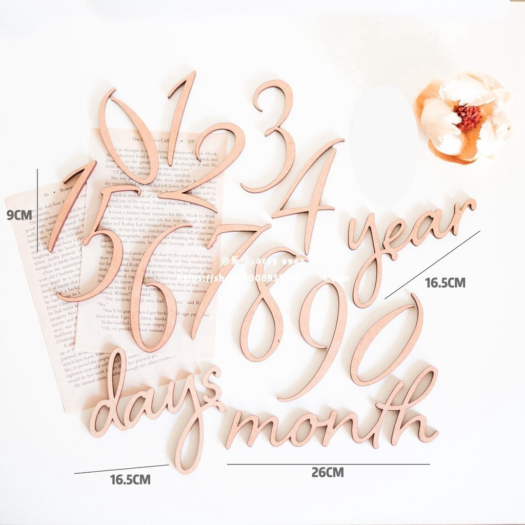 Wooden Number Days Month Photo Props