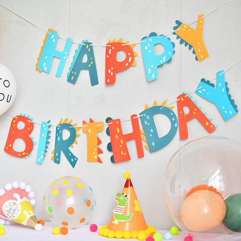Colourful Dinosaur Happy Birthday Banner