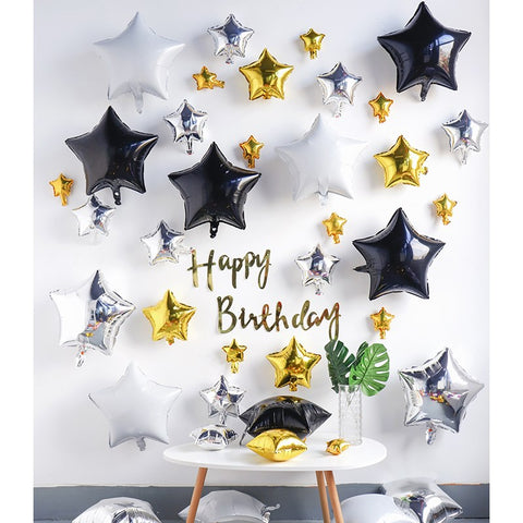 All star birthday party decoration pack (black gold) - no helium required
