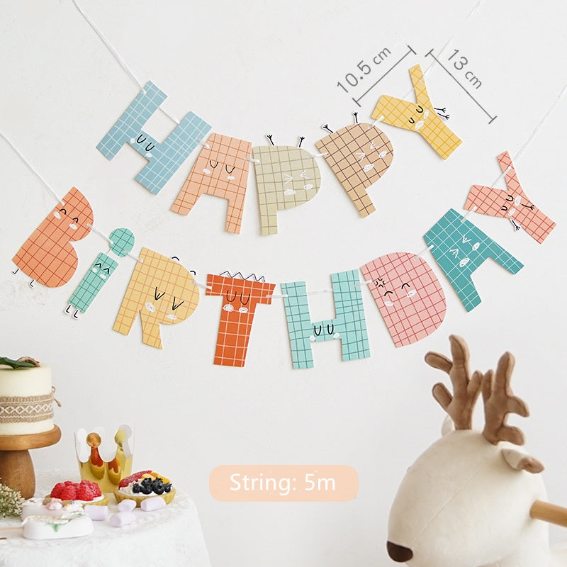 Colourful Checked Happy Birthday Banner