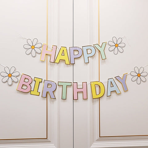 Daisy Happy Birthday Banner - Pastel