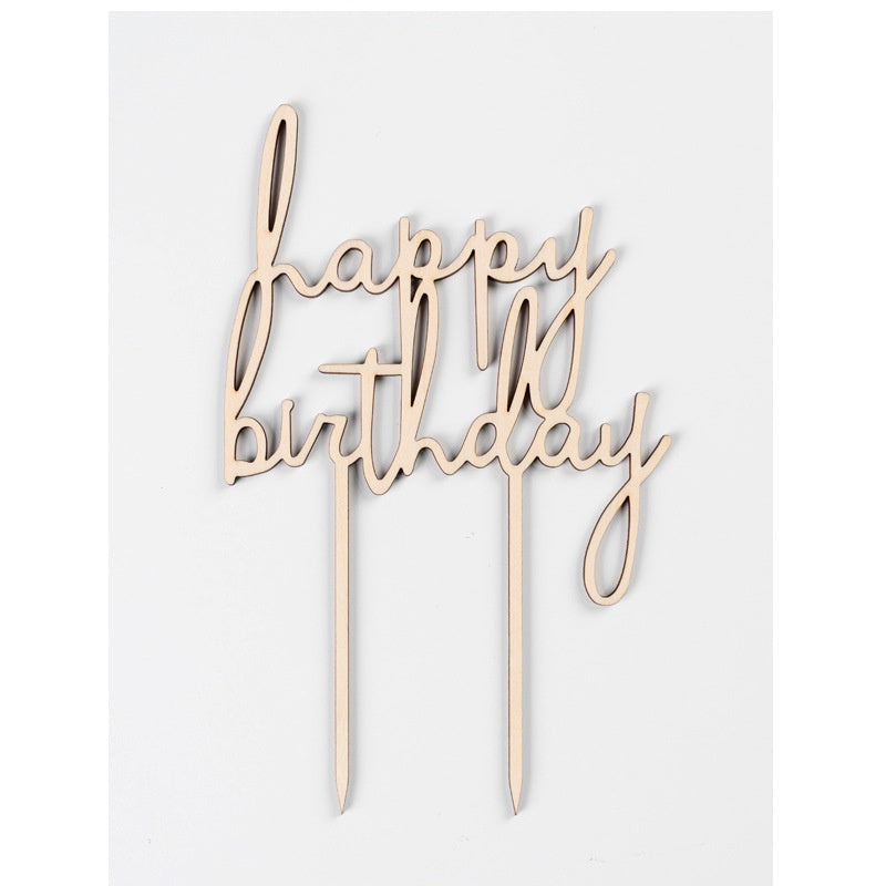 Happy Birthday' Wooden Cake Topper