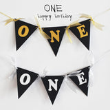 Triangle banner for ONE year old celebration