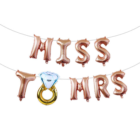 Miss To Mrs Foil Balloons - Rose Gold