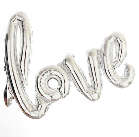 Script love Foil Balloon - Silver