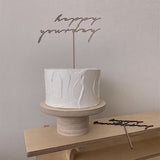 Cursive Wooden Happy Birthday Cake Topper