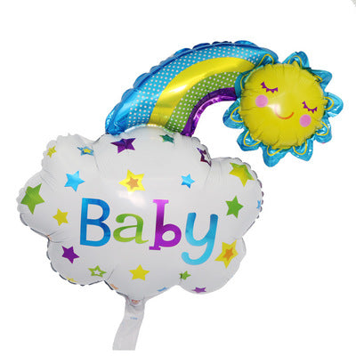 Baby Cloud Rainbow Sun Foil Balloon - Blue