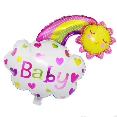 Baby Cloud Rainbow Sun Foil Balloon - Pink