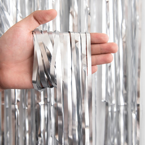 Matt Tinsel Curtain - Silver