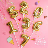Mini Foil Number Balloon Cake Topper [Self Inflate]