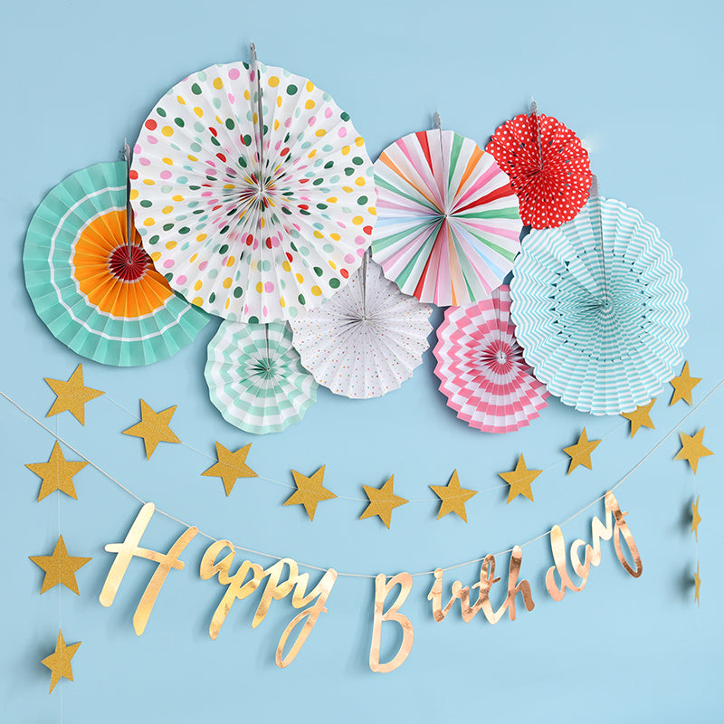 Colourful Party Fan Birthday Set