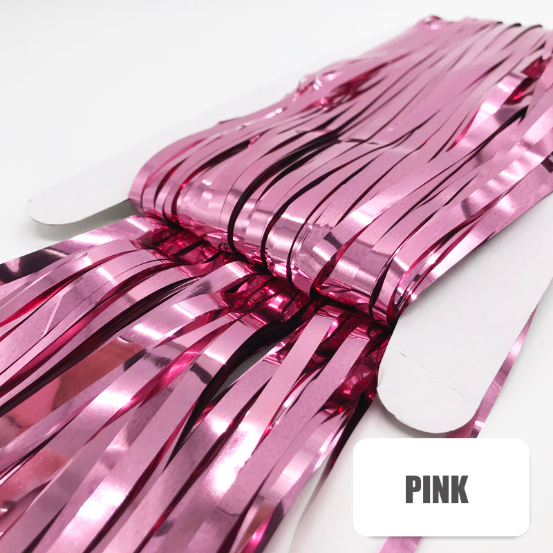 Glossy Tinsel Curtain - Light Pink