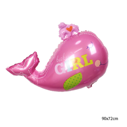 Baby Whale Foil Balloon - Pink (Girl)