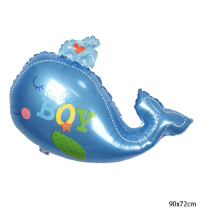 Baby Whale Foil Balloon - Blue (Boy)