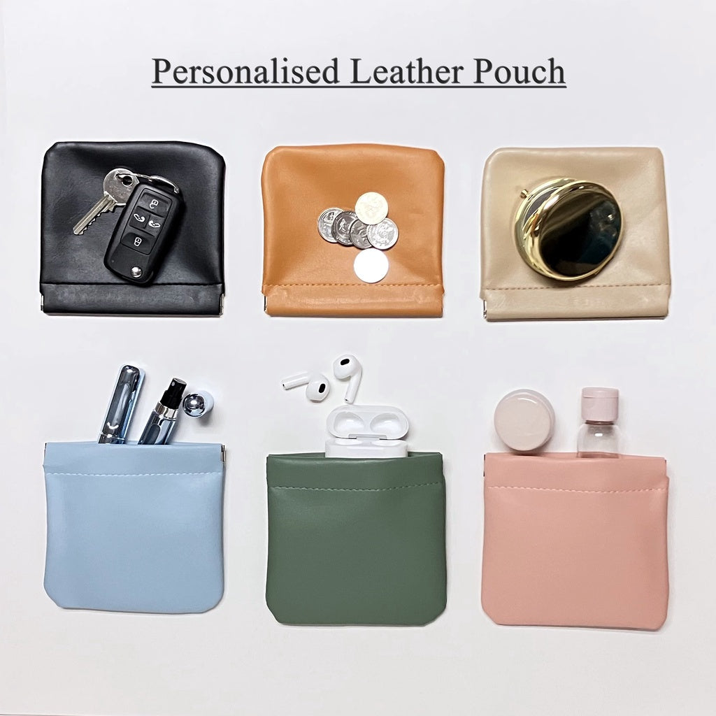 Personalised shop leather pouch