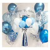 Blue White Bubble Balloon with 2 Sides Balloons