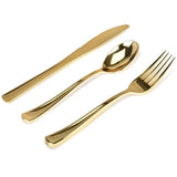 Premium Metallic Disposable Cutlery Set for 8pax - Gold