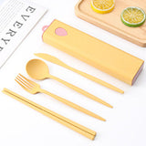 New Edition Wheat Material Simple Cutlery Set with Color Box